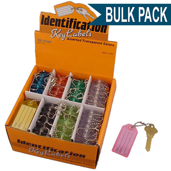 Key Identifier Tag Plastic Keytag with Bead Chain - Bulk Pack Assorted