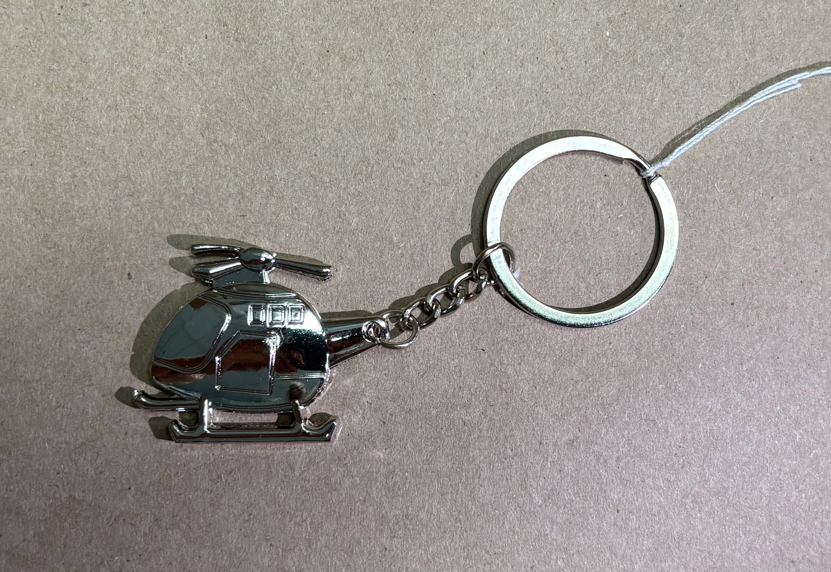 Key Chain Silver Helicopter