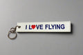 Embroidered Keychain with I Love Flying